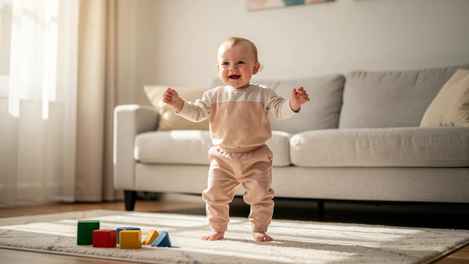 Baby in a living-room stage used as the first frame