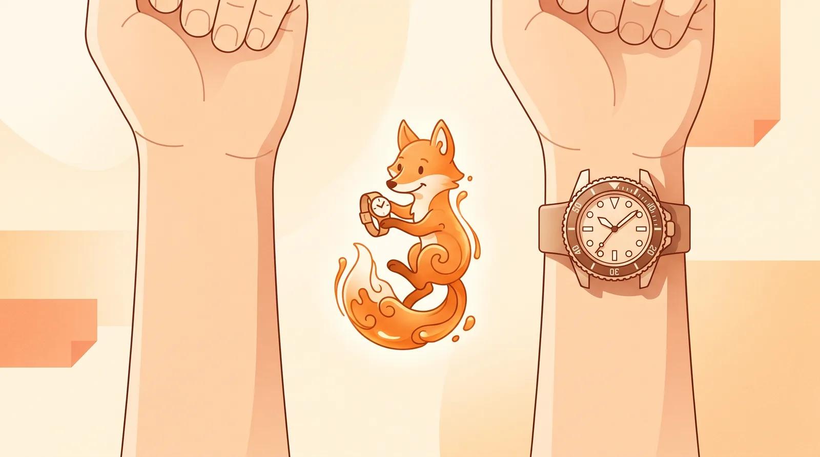 On the left, a bare wrist; on the right, the same wrist wearing a dive watch with the skin and lighting unchanged