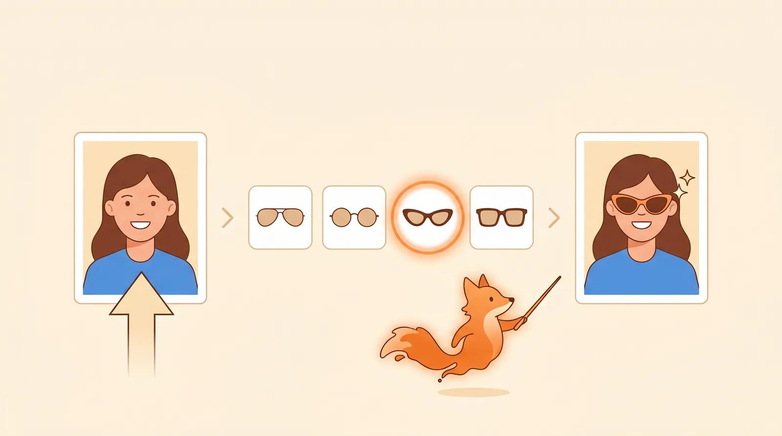Three steps shown left to right: upload a portrait, pick a frame from a row of styles, see the result