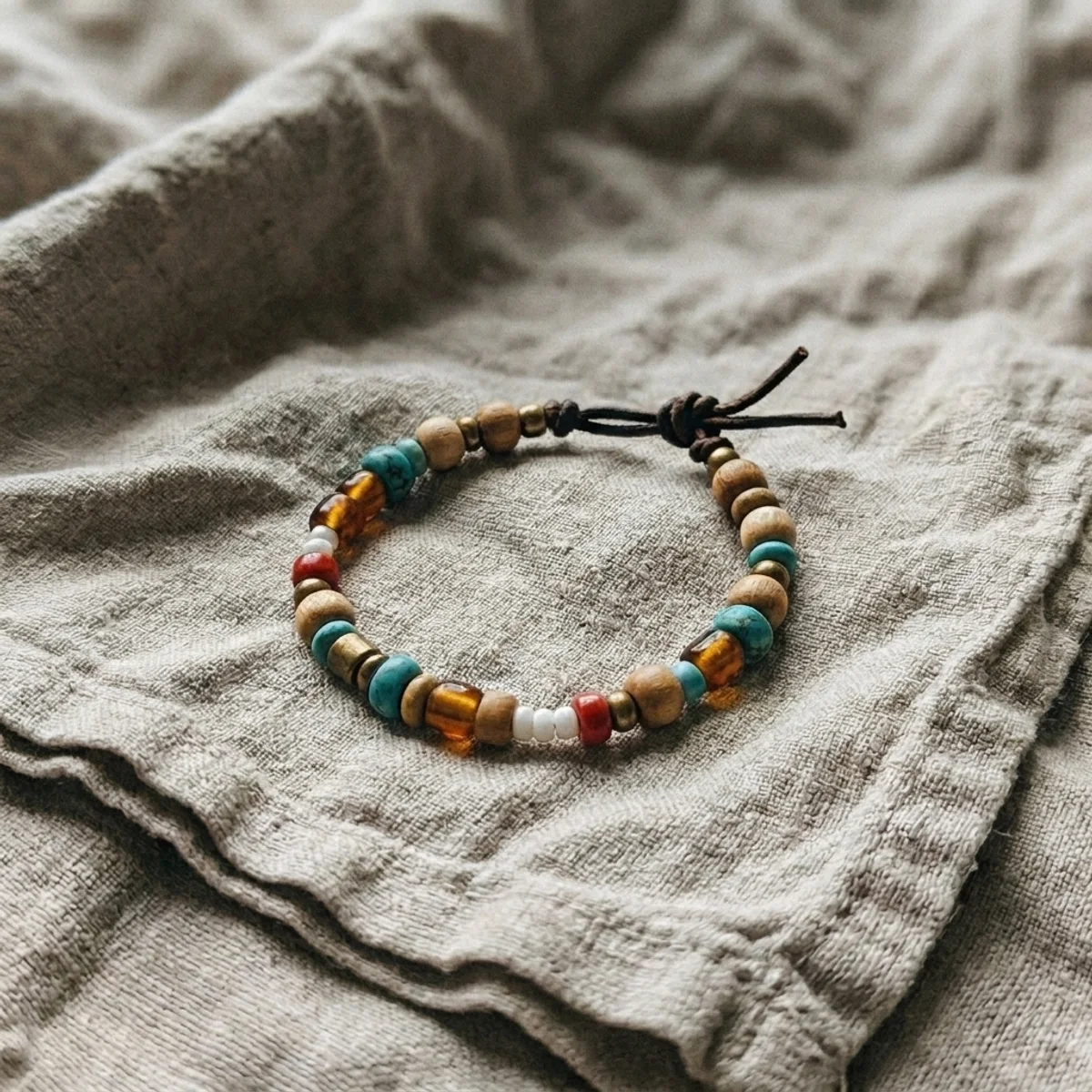 Bracelet on soft linen