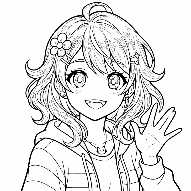 Anime coloring page line art
