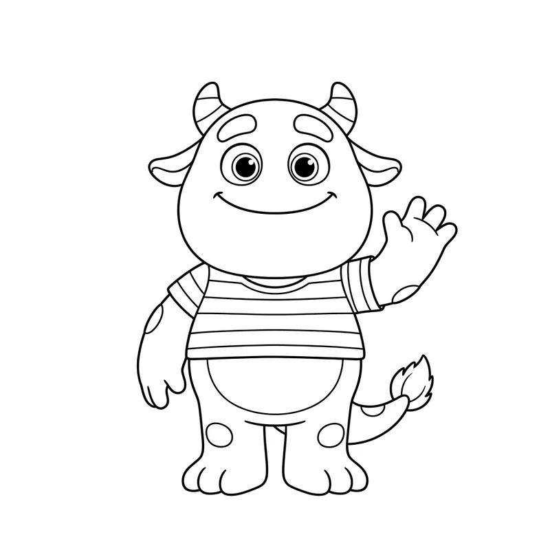 3D character coloring page line art