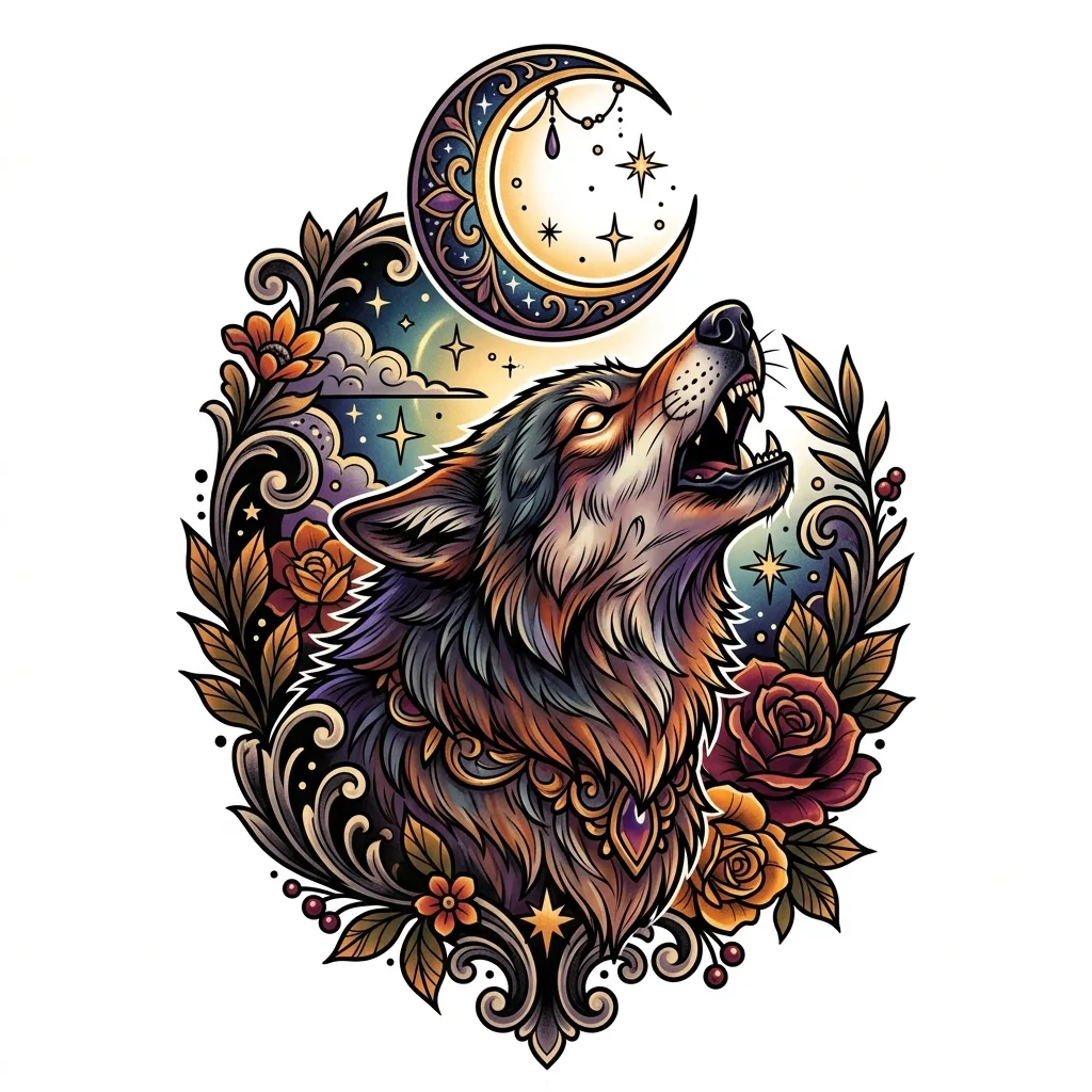 Neo-traditional tattoo design example