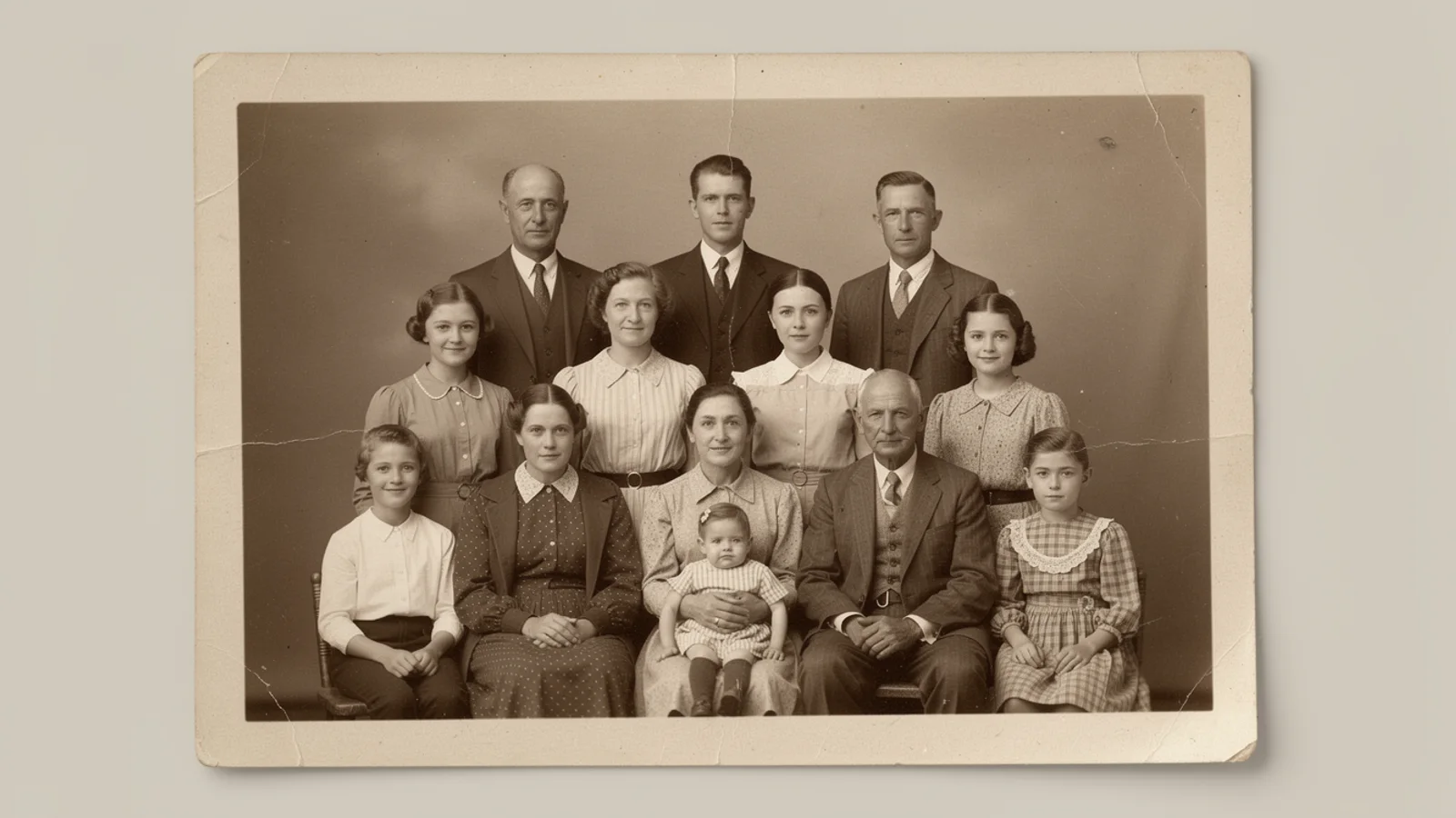 Old family portrait prepared for AI animation